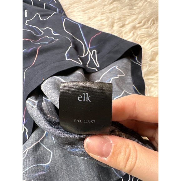 Elk the Label Dress Womens Large Scribble Print Shift Midi Blue Lagenlook - Picture 8 of 11